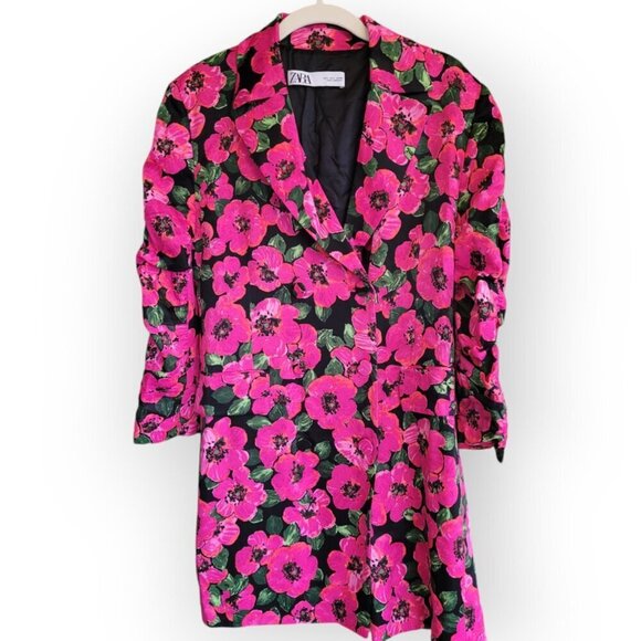 Zara Pink Floral Mini Dress - Picture 2 of 13